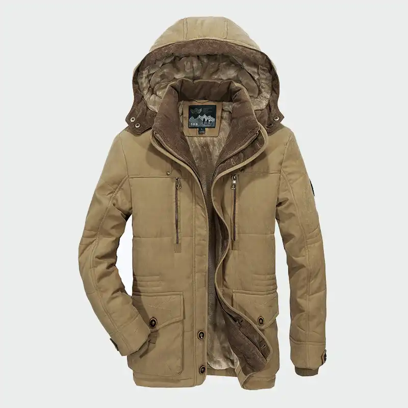 Haki Tactikal Erkek Askeri Polar Kapsonlu Mont Hirka