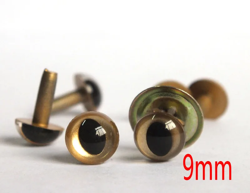 무료 배송 9mm 판타지 펄 골드 컬러 고양이 안전 장난감 눈-60pcs