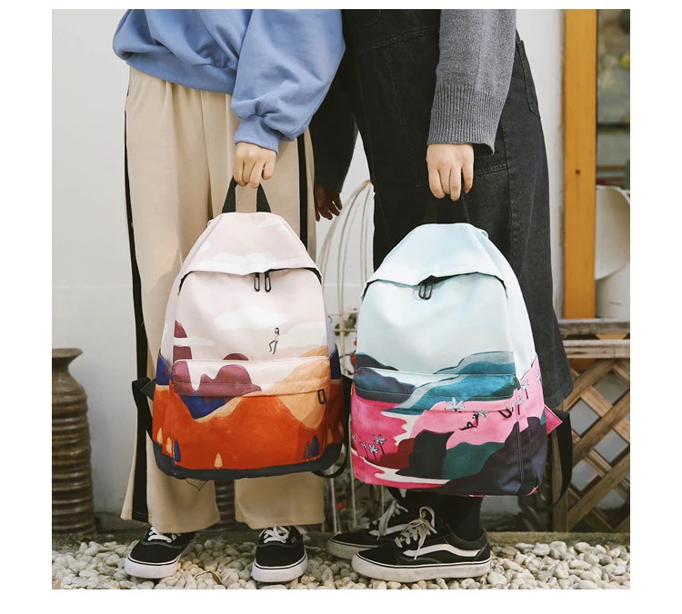 Menghuo Fresh Canvas Backpack Women Landscape School Bags for Teenagers Girls New Backpack Travel Bag Rucksack Mochilas Knapsack_19