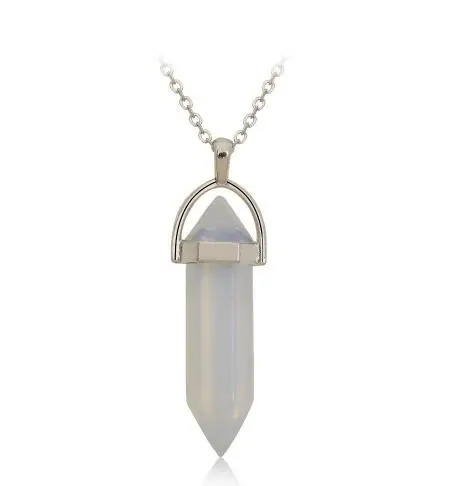 Ахмед Золотой Серебряный короткий пуля натуральный хрусталь камень кулон ожерелье s для женщин индивидуальность Шарм цепи ожерелье кулон подарки - Окраска металла: White