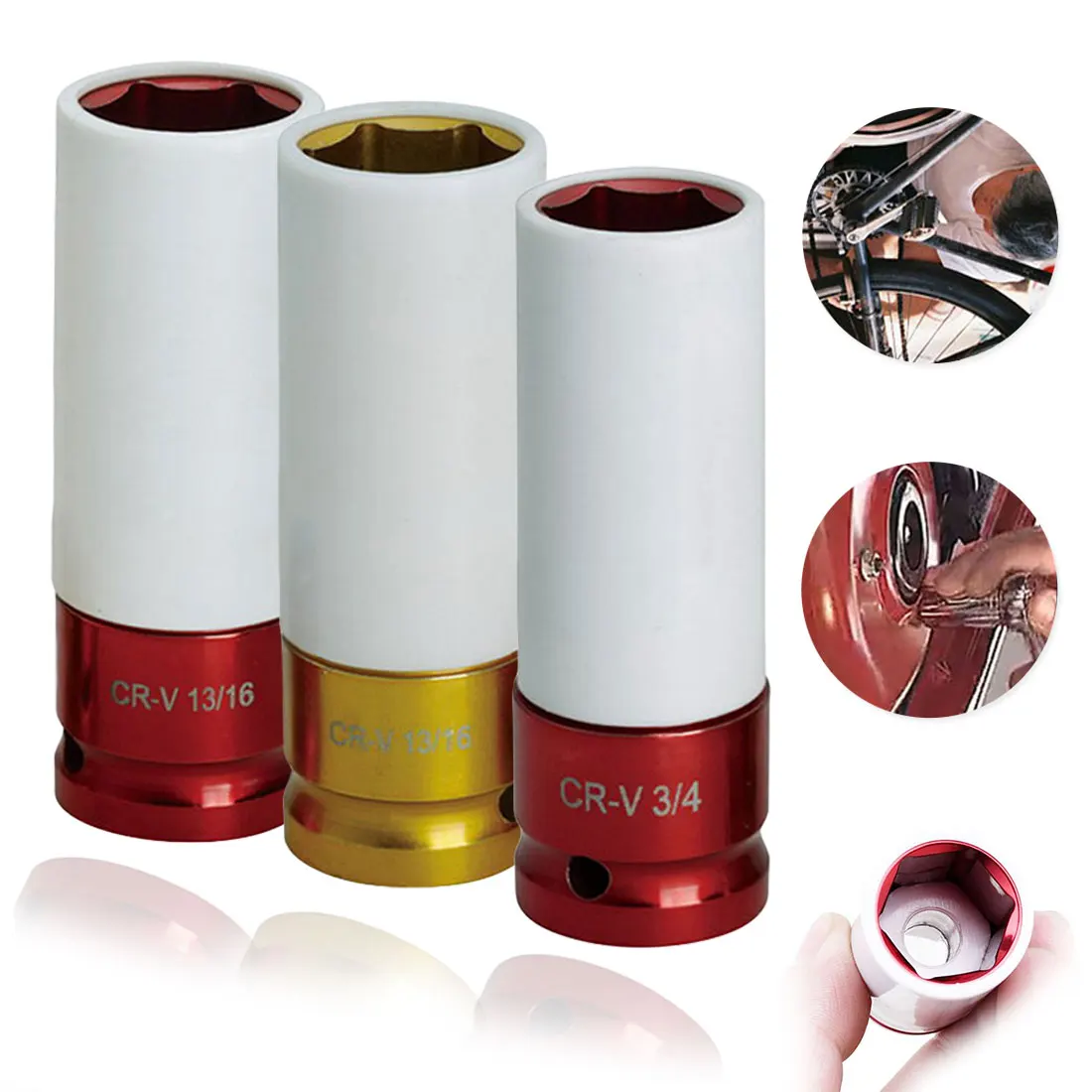 

Colorful Sleeve Tire 1pc Protection Sleeve Wall Deep Impact Nut Socket High-carbon Steel Wheel 17mm/19mm/ 21mm