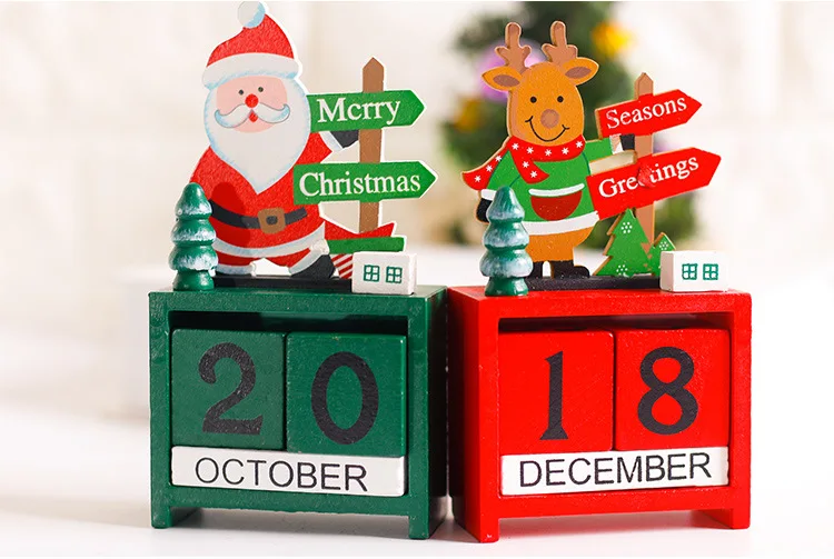 2017 new style Small mini wooden dates for Christmas Decoration Creative Gifts Wooden calendars decorated with ornaments | Дом и сад