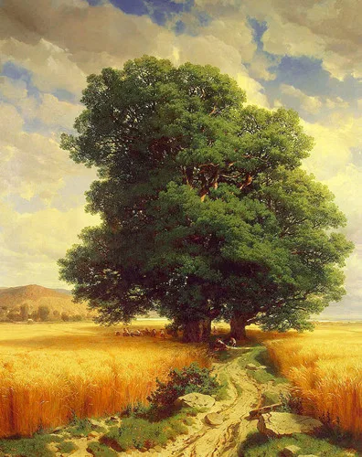 

Needlework,DIY Fashion DMC Cross stitch,for Embroidery kits,Oak Scenery Country Art Cross-Stitching Set handmade home decor craf