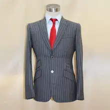 dark grey hunddersfield wool super 120’s man’s business formal chalk stripe grey suit,custom tailor made MTM suit 2018 VA