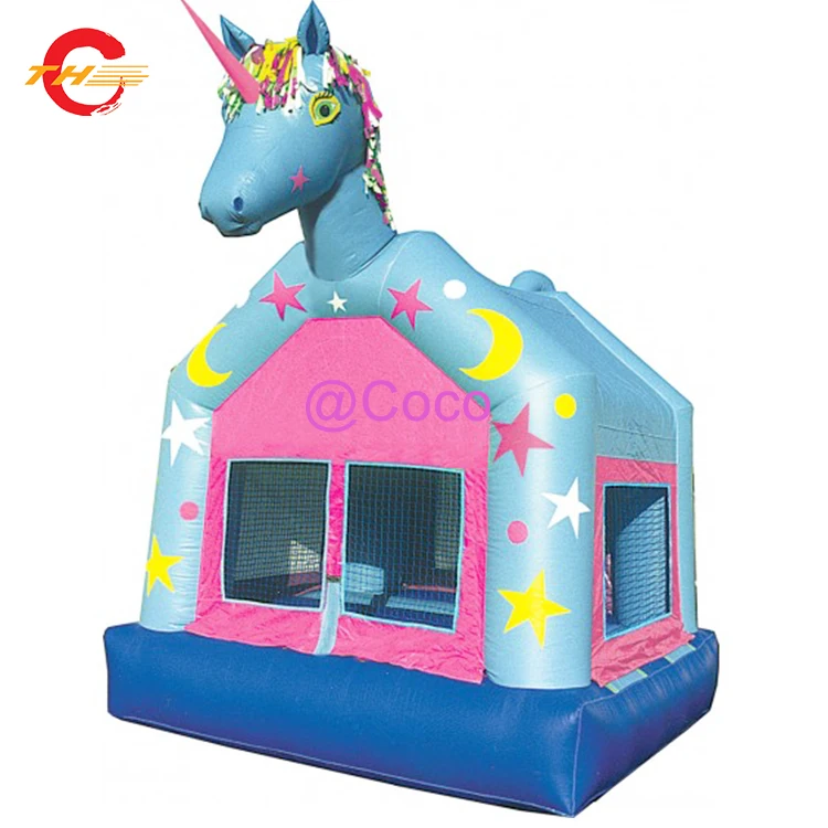 

free air ship to door, 10x10ft Cheap commercial Rainbow Unicorn inflatable jump Bounce House for sale, new inflatable house