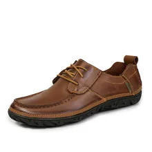 Handmade Men Genuine Leather Shoes Full Grain Leather Casual Shoes for Man Soft Sole Lace Up Plus Size 45 46 47