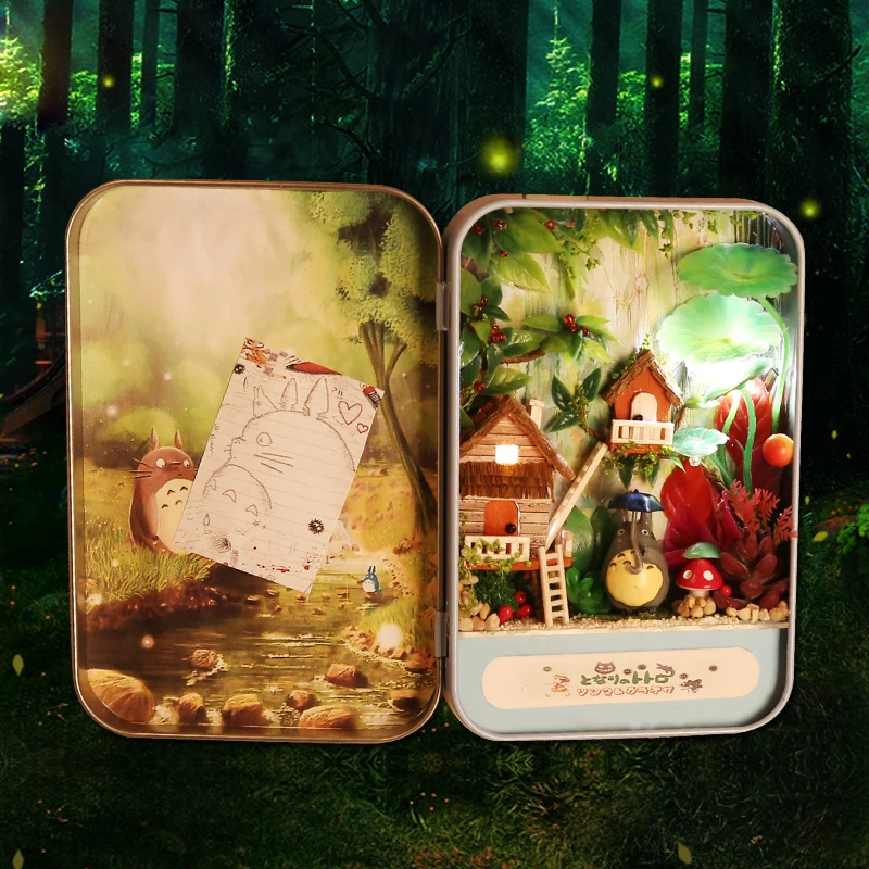 

Box Theatre Nostalgic Theme Miniature Scene Wooden Miniature Puzzle Toy DIY Doll House Furniture Countryside for Birthday Gift