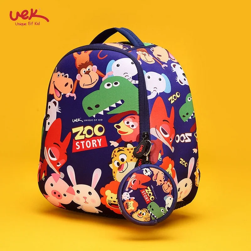 

Fashion Cartoon Children Waterproof Backpack Kindergarten Girls Boys Schoolbag Neoprene Kid Animal Printing School Bag Zoo Pack