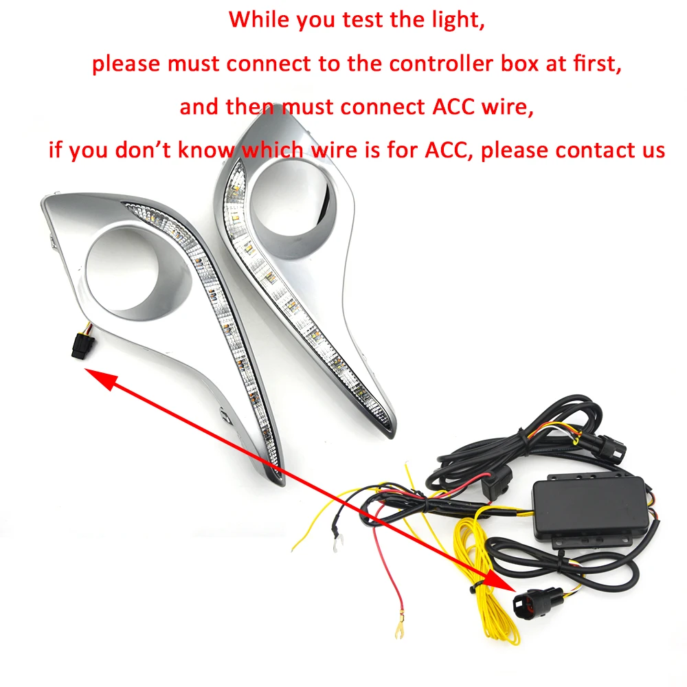  ECAHAYAKU Led Day Light DRL For Toyota Highlander 2012 2013 Car Daytime Running Light Fog Lamp Cove - 32835414939