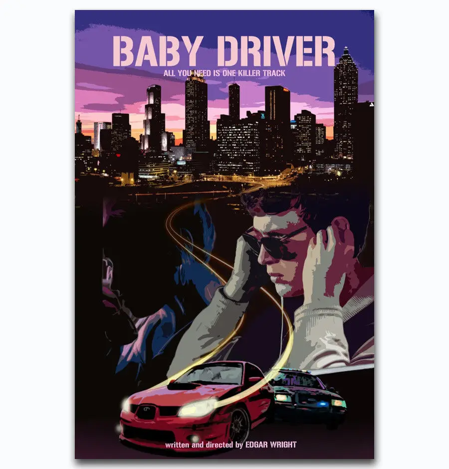 Hot New Ansel Elgort Baby Driver 2017 Movie-Silk Art Poster Wall Sicker Decoration Gift