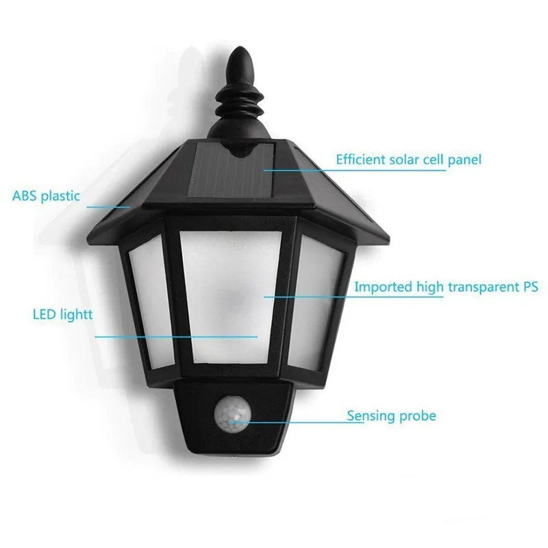 Светодиодный светильник на солнечных батареях с датчиком движения PIR, настенный светильник, энергосберегающий уличный, для двора, дома, сада, патио