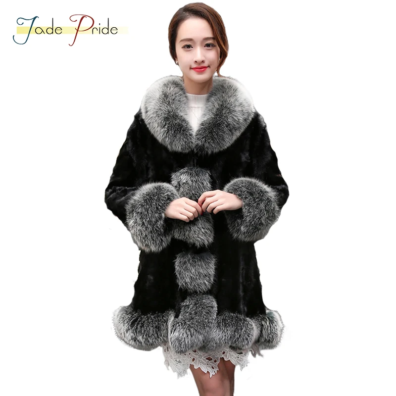 ヒスイプライド2017カジュアル本物のミンクの毛皮の女性のコート冬厚く暖かい毛皮ターンダウン襟shuba繊細なソフトパーティーcasacos