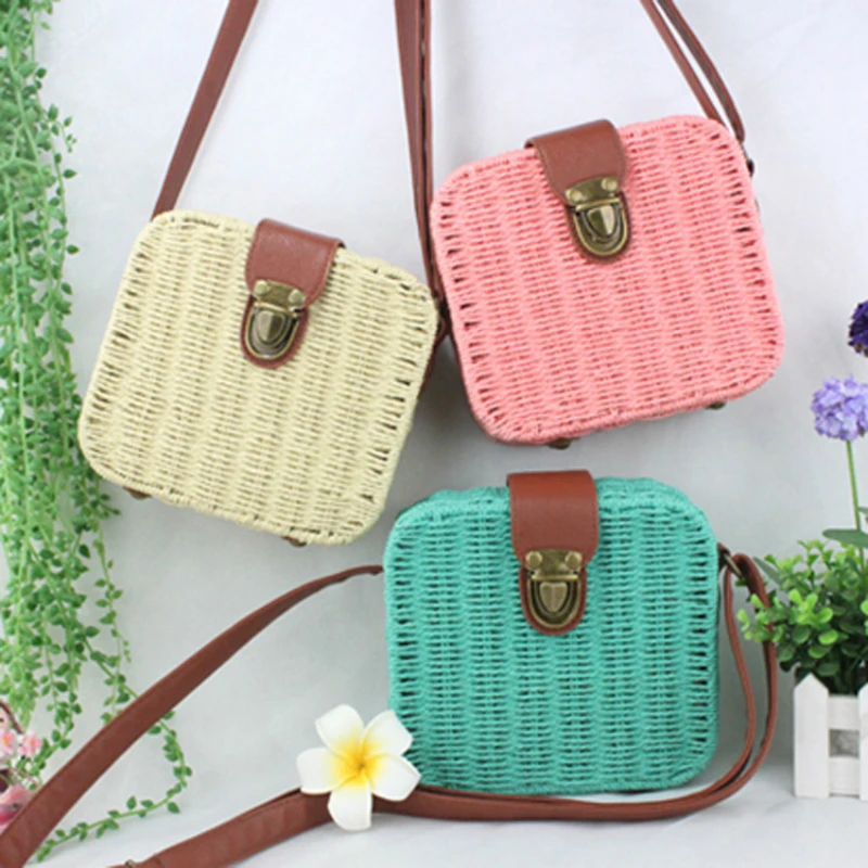 

2019 New Hot Candy Color Lady All-purpose Straw Bag Women Single-shoulder Beach Females Bag Pure Hand-woven Rattan Bag Lady