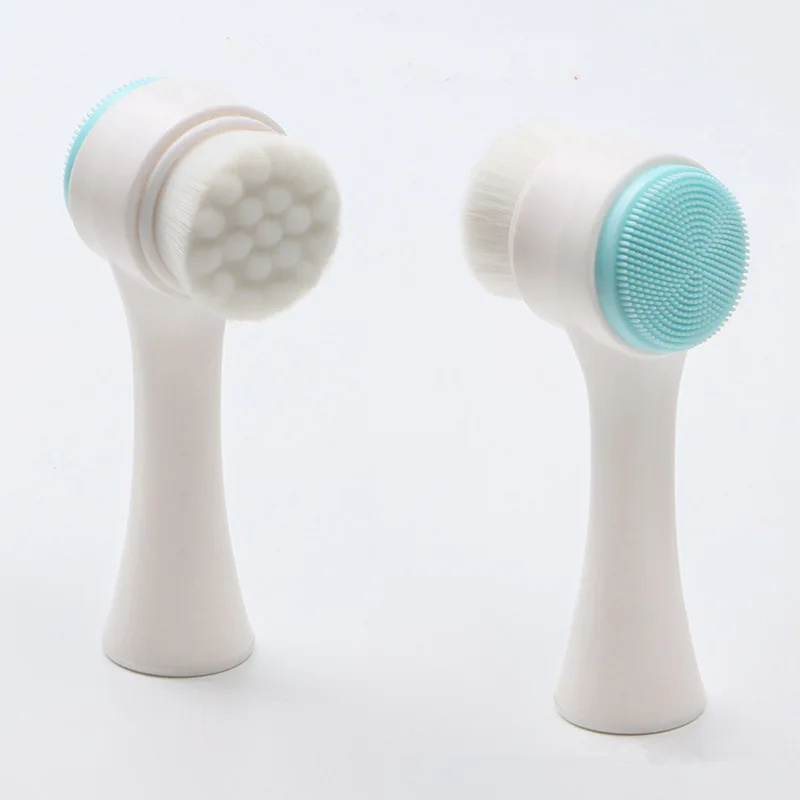 1 шт портативная 3D щетка для чистки лица, вибрационный массаж, средство для мытья лица, инструмент для ухода за кожей, двухсторонняя силиконовая щётка для очищения лица