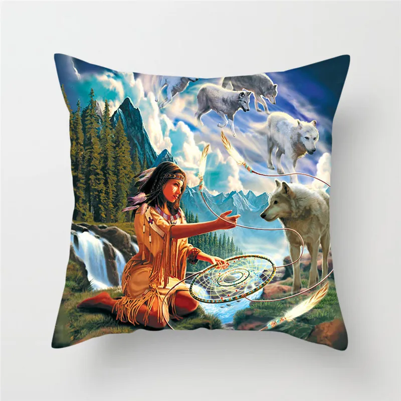 Fuwatacchi Cute Dogs Cushion Covers Dog Couple Pillow Covers for Home Sofa Decor Funny Flowers Manor Square Plush Pillowcases