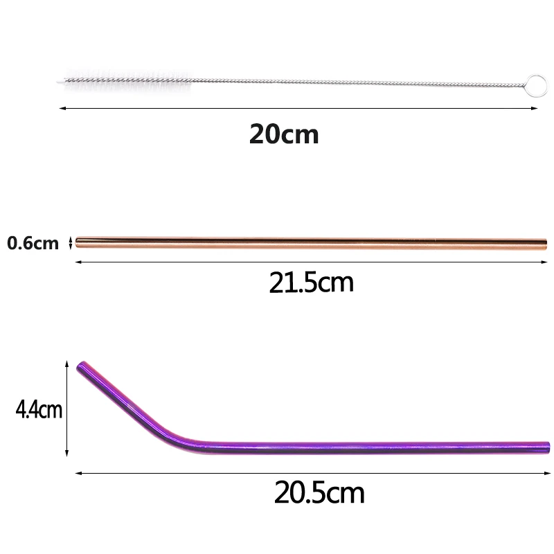 3 шт цветные многоразовые металлические соломинки из нержавеющей стали высокого качества 304 с чистящей щеткой для дома, кружки, вечерние принадлежности
