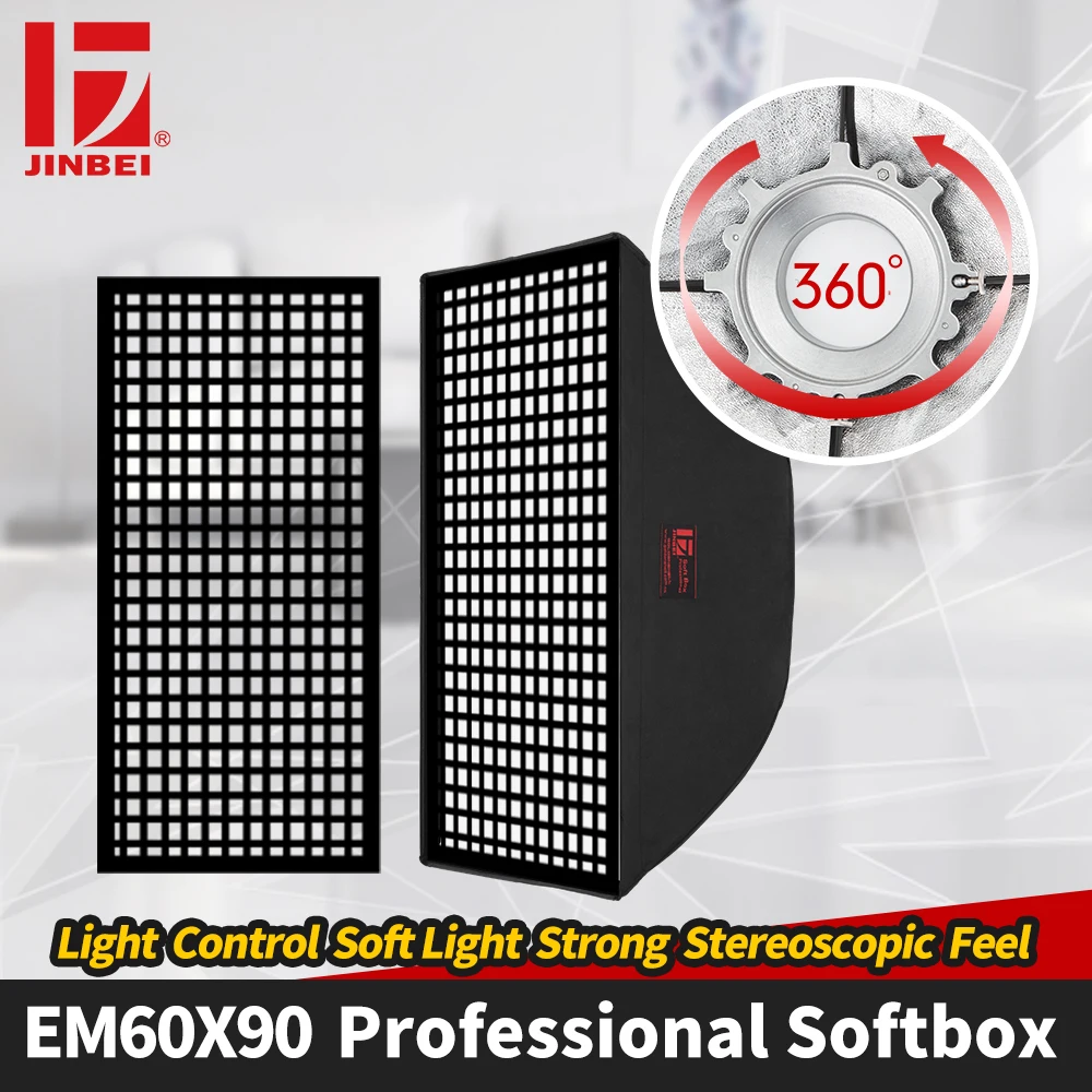 

JINBEI EM-60x90 24"x35" Portable Honeycomb Grid Softbox Rectangle Strip Beehive Soft Box Bowens Mount