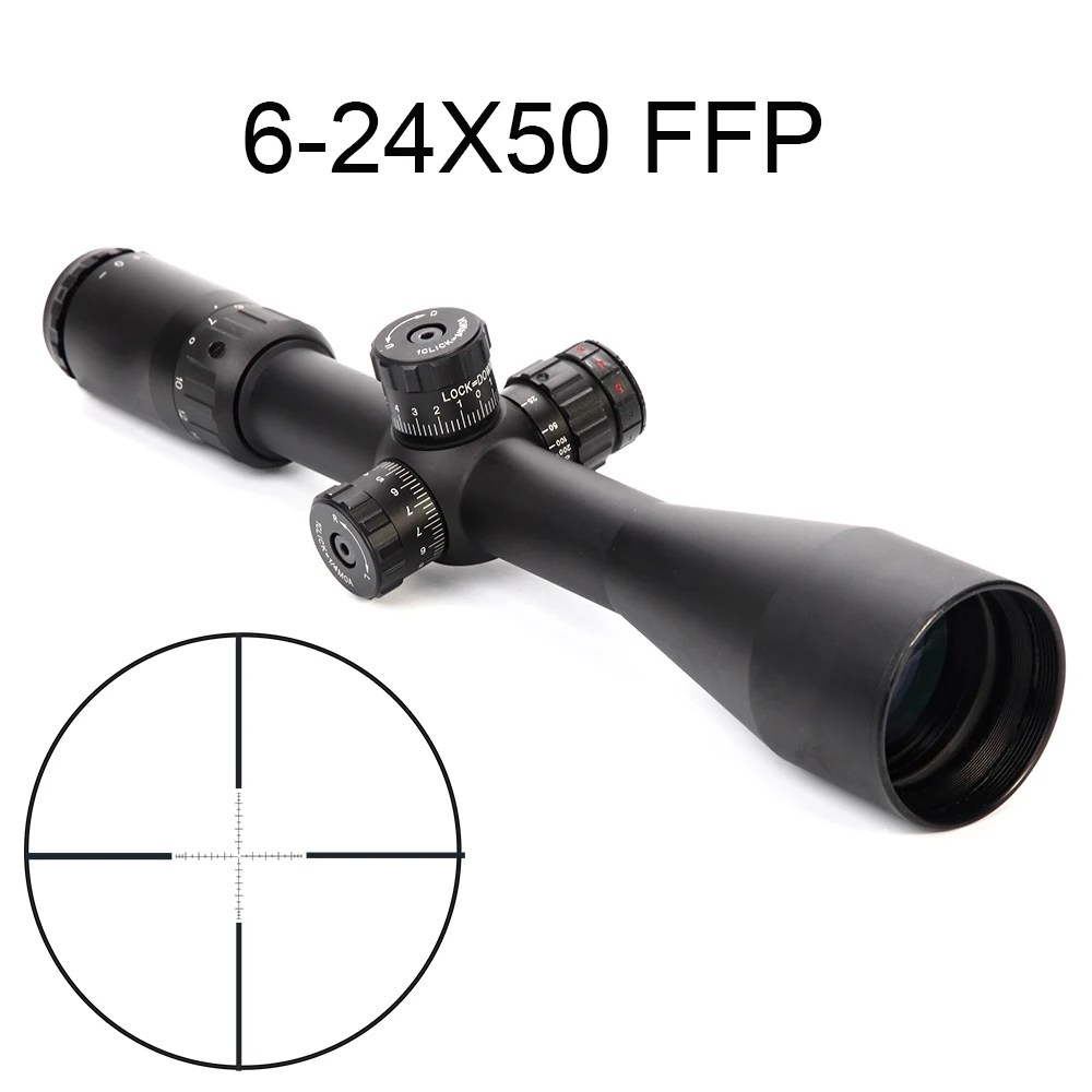 

Optic Sight Rifle Scope 6-24x50FFP Reticle Illumination Side Parallax Focus Adjust Sight Scope Outdoor Airsoft Collimator Sight