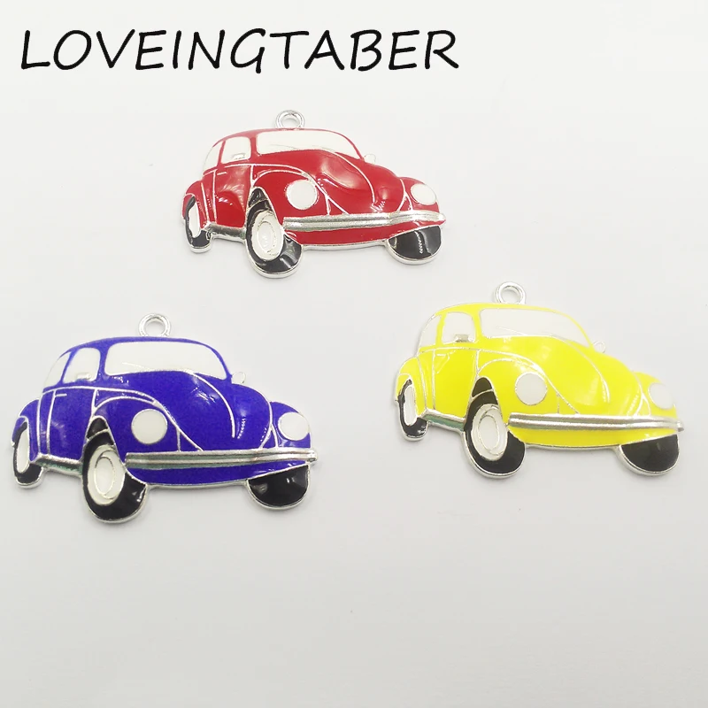 

( Choose Color First ) Newest 45mm*29mm 10pcs /lot Full Enamel Car Pendant For Fashion Kids Jewelry Making