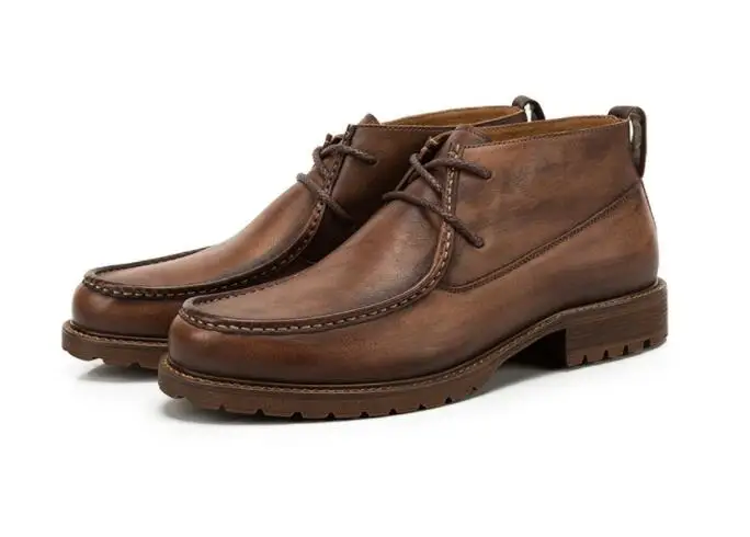 Moda Pic Al Cuero 2 Genuino Botas Botines De Martin 1 Alto top Otoño Asakuchi Retro as As Por Encaje Invierno Mayor Color Hombre xq6wRgz