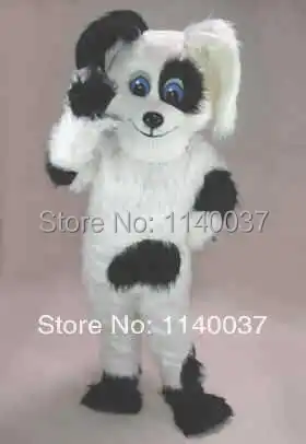 Maskot Hitam Putih Spot Anjing Kostum Maskot Kartun Karakter