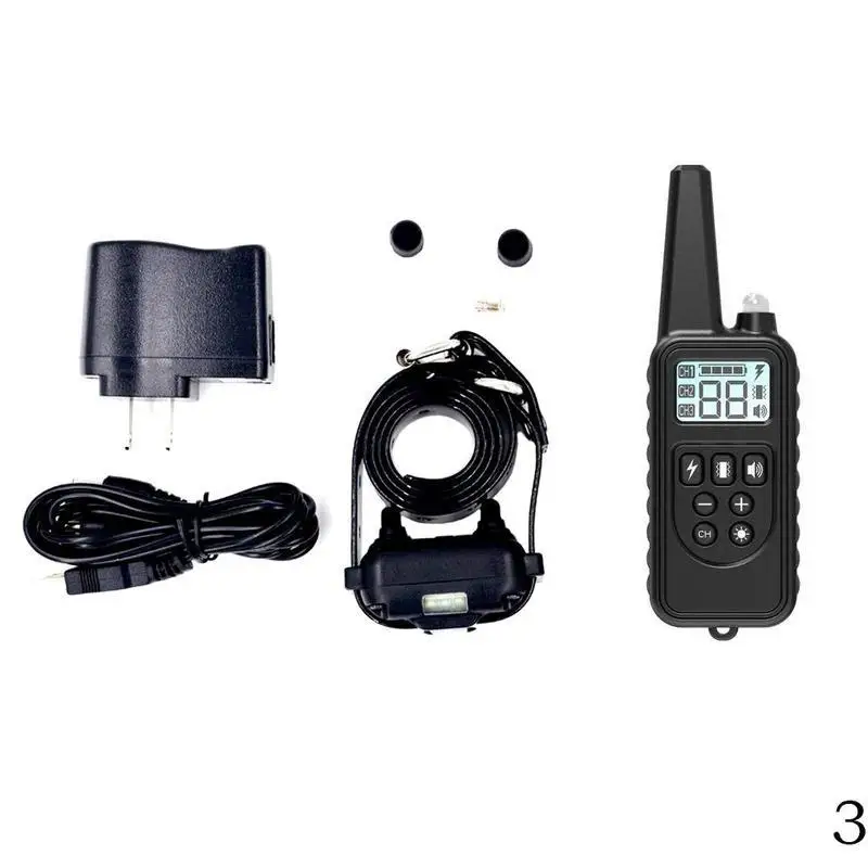 800m Electric Dog Training Collar Pet Remote Control Waterproof Rechargeable with LCD Display for All Size Shock Vibration Sound - Цвет: 1 Set black