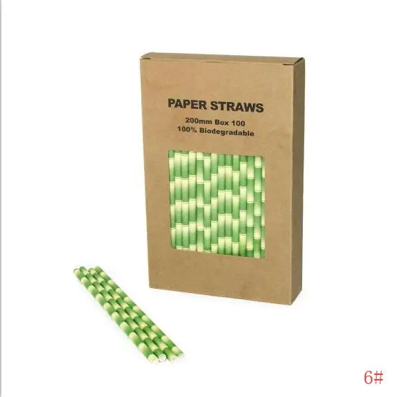 

100pcs/box Black and white stripe paper straw Striped Chevron Polka Dot Drinking Straws For Birthday Wedding Decorative Party