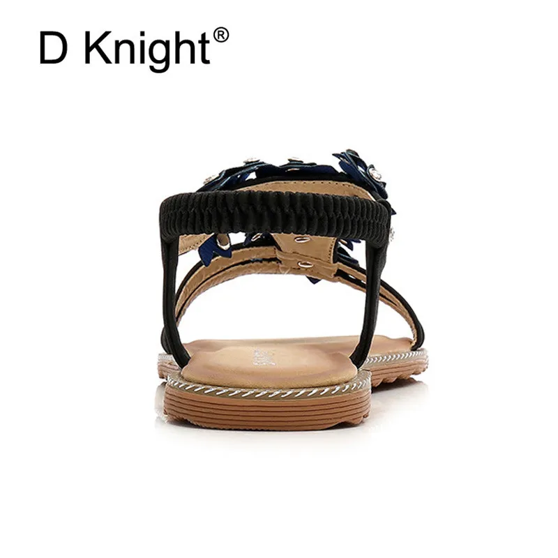 Fashion pu Leather Sandals Women Bohemian Summer Ladies Casual shoes woman Rhinestone Appliques Female Beach Shoes Flat Sandals (18)