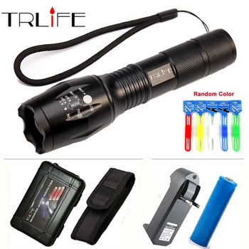 9000 Lumens Super bright E17 -T6 LED Flashlight 5 Modes Zoomable LED Torch 18650 Battery+Charger+Hoster+box+free gift s 9000 lumens led flashlight focus lamp led torch e17 cree xm l t6 zoomable lights ac car charger 18650 5000mah battery