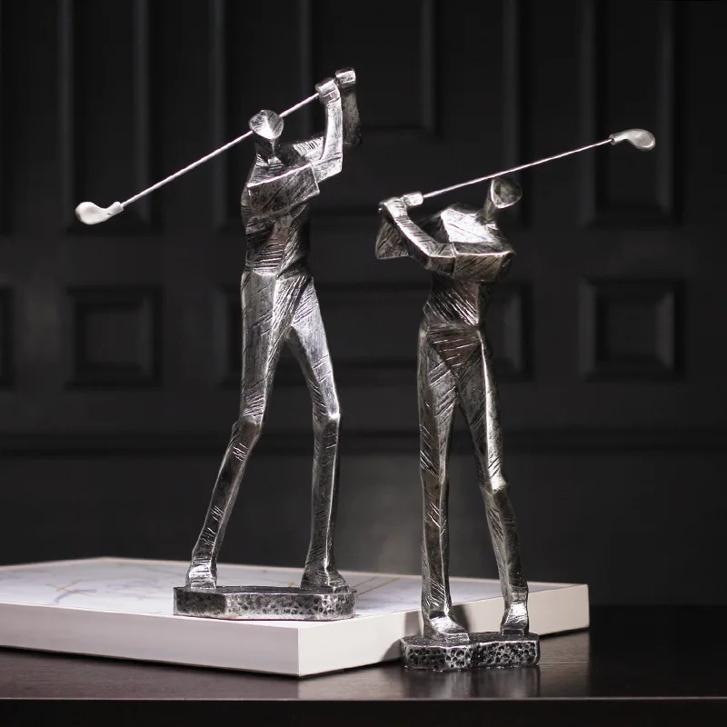 European Abstract Golf Sport Art Sculpture Athlete Figurine Figure Statue Resin Art&Craft Home Decoration Accessories R1396