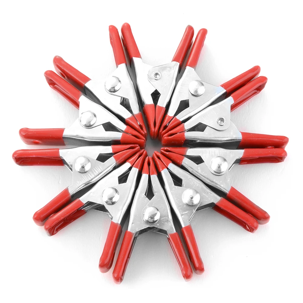 10pcs 2" Mini Metal Heavy Duty Spring Clamps Crocodile Clip Red Plastic