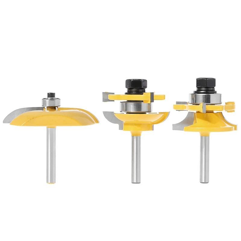 

TOOZO 3 Pcs 1/4" Shank Ogee Raised Panel and Rail & Stile Router Bits Cutting Tools