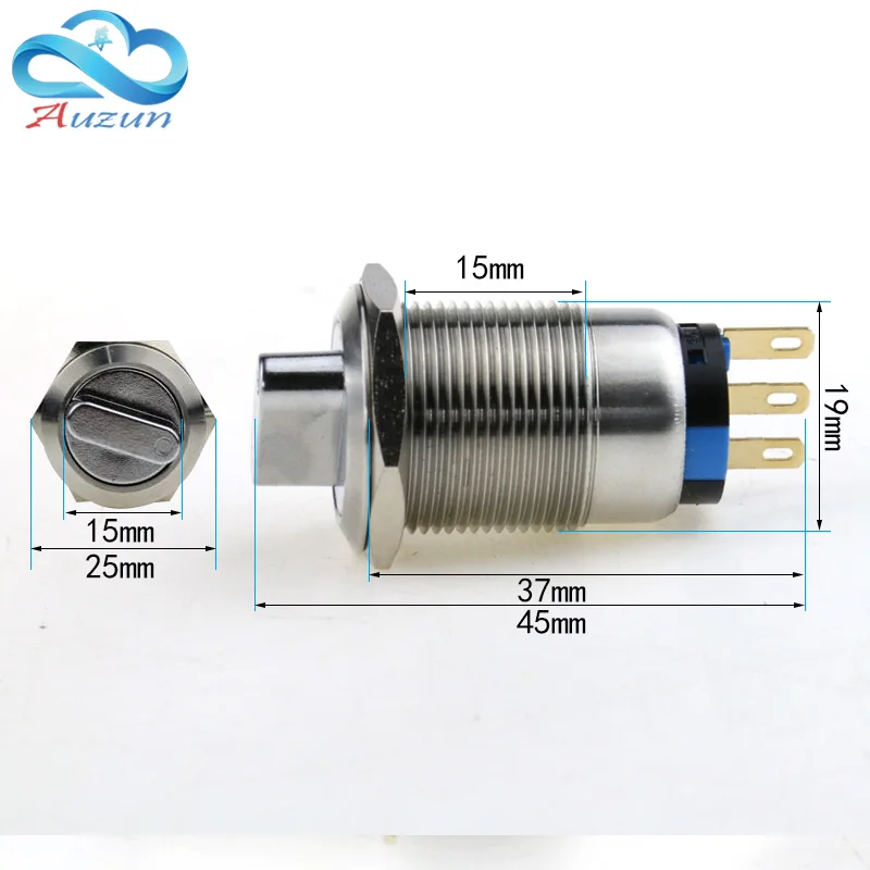 

19MM metal stainless steel two gear knob switch left open right switch button switch 1 NC 1 NO.