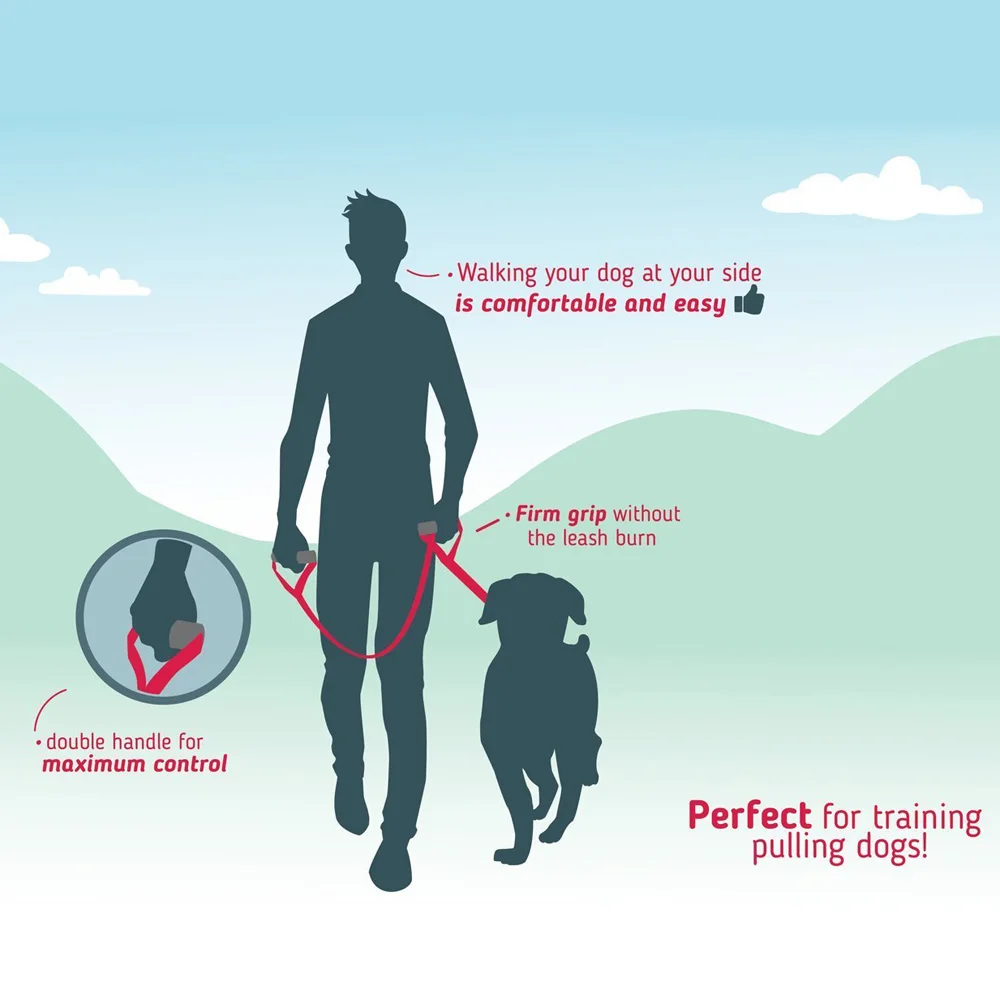 Не тяните поводок для собак с двойной ручкой, тренировочный поводок для ходьбы средних и больших собак, сверхмощный двойной дорожный поводок