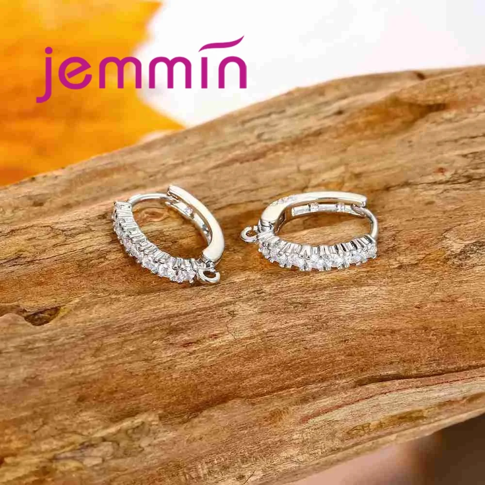 Серьги кольца из серебра 925 пробы с блестящим кристаллом|Серьги-кольца| |