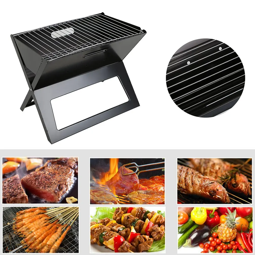 Foldable Barbecue Grill Folding Portable Charcoal BBQ Stove Box For