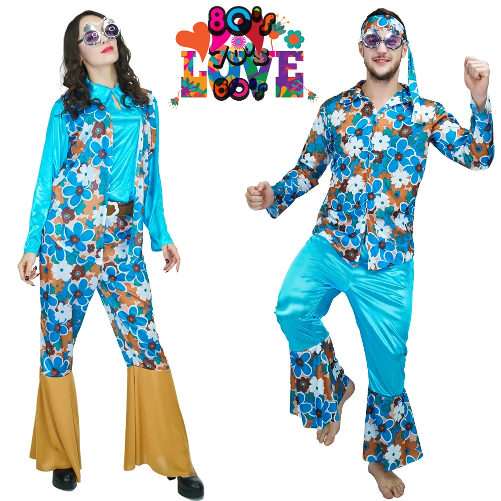 

QLQ 60's70's 80's Hippie Party Costume Role Play Carnival Party Flower Hippie Suit Halloween Party Costume for Adult Men&Women