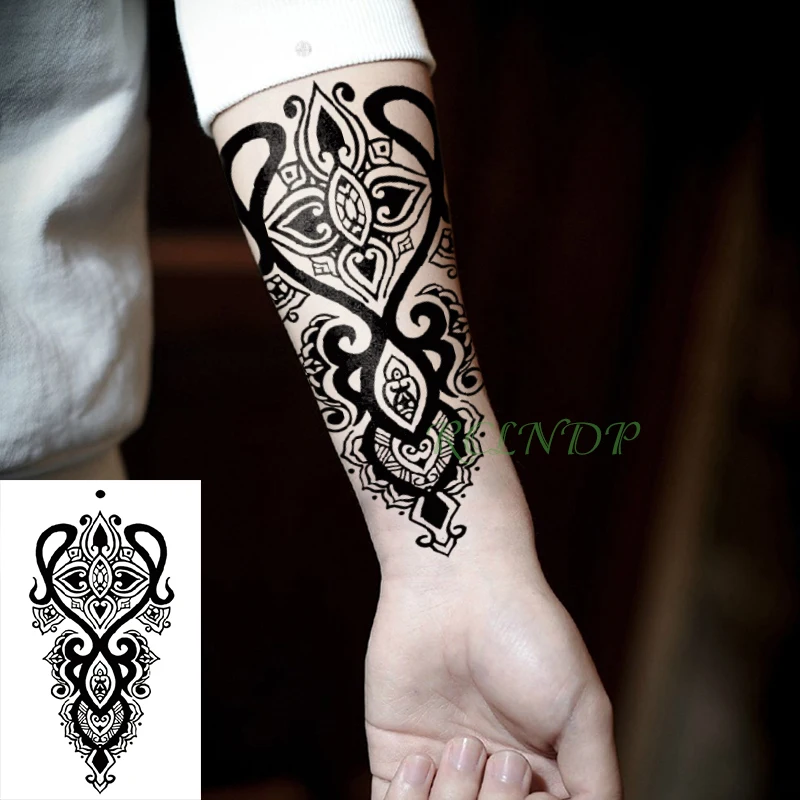 

Waterproof Temporary Tattoo Sticker Tribal totem lotus henna tatto stickers flash tatoo fake tattoos arm back for Men girl women