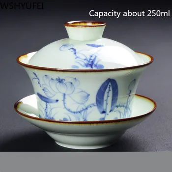

1PCS Ceramic Tea Bowl Blue and White Porcelain Tea Bowl Simple Household Tea Set Accessories WSHYUFEI