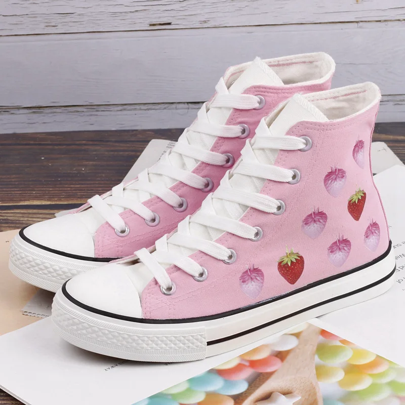 

Canvas Shoe Women's Platform Shoes Woman High Help Fruits Hand Shoe Hand Shoe Strawberry Shoe Doodle Shoe Sneakers Sneaker