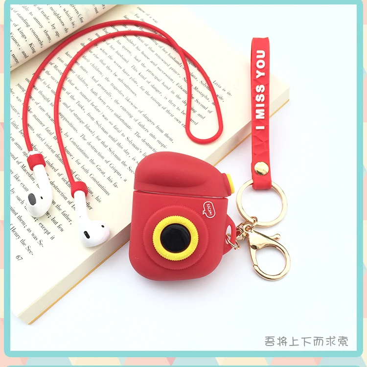 Силиконовый чехол для Apple Airpods, милый чехол, защитная крышка, Bluetooth, Беспроводная зарядка для наушников, чехол, сумки, защита от потери камеры