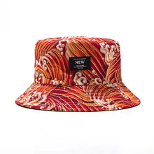 Мягкая сумка шляпа для мужчин и женщин Спорт на открытом воздухе кепки в стиле хип-хоп вышивка волна Двусторонняя летняя хлопковая Панама для рыбалки Панама для мужчин