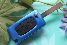 Aluminium Autoschlüssel Fob Fall 3 Tasten Flip Folding Remote Key Shell Blank Abdeckung Fit Für Peugeot 407 Uncut Klinge Mit nut