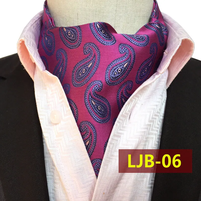 Мужские в английском стиле Винтаж галстук шелк с V образным вырезом Однотонная рубашка с узором в горошек, в полоску галстук из жаккардовой ткани, Аскот галстук-бабочка для Бизнес вечерние аксессуары - Цвет: LJB 06