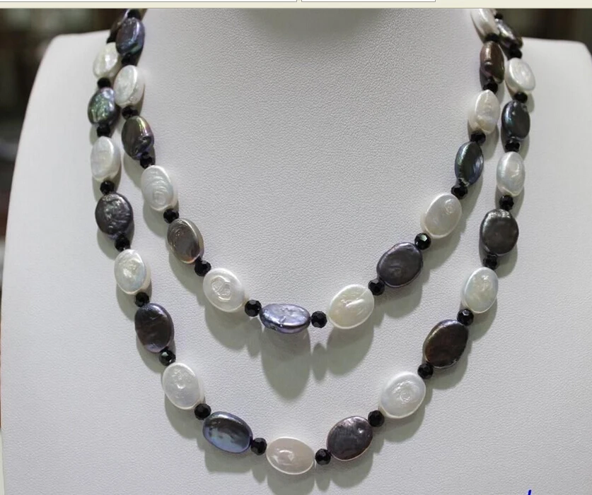 

Free shipping@@@@@ long necklace Fresh water pearl necklace Oval 10x13mm 48INCH
