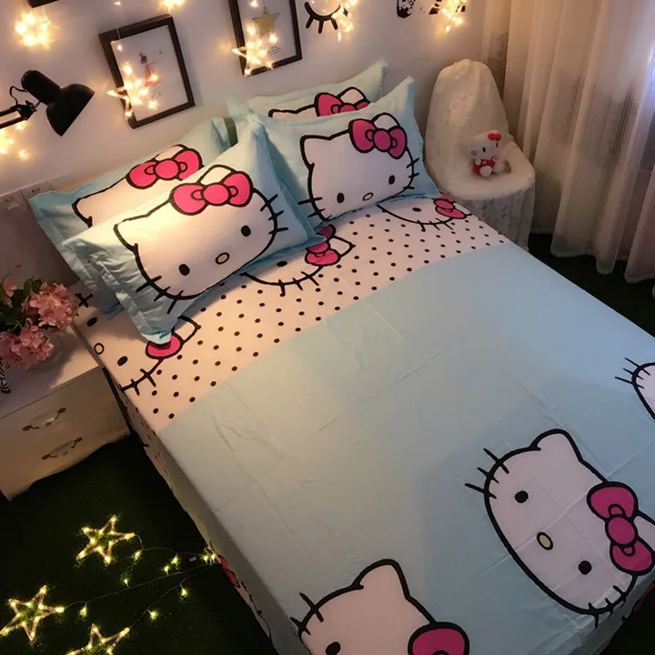 Комплект постельного белья из хлопка с милым рисунком из мультфильма розовая серия love hello kitty Doraemon 4 шт./3 шт. пододеяльник набор простыней наволочка