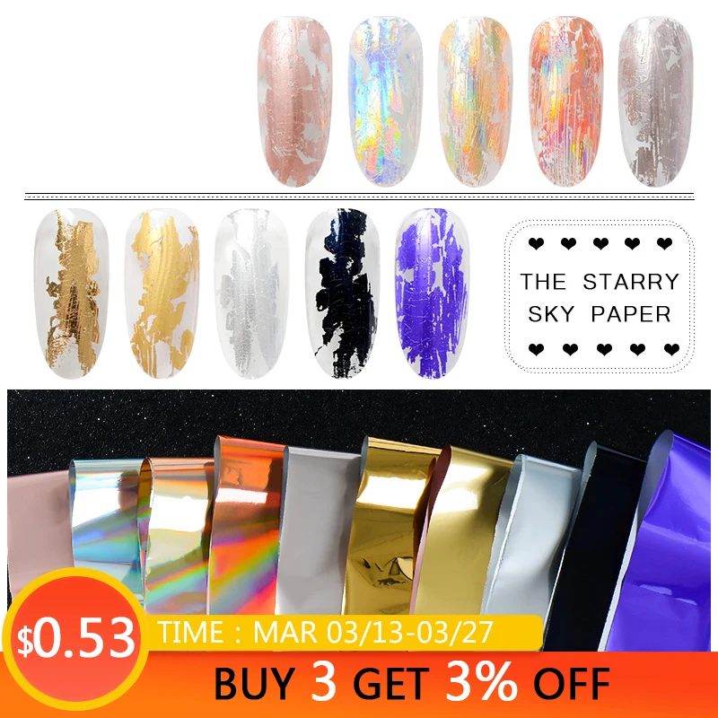 

Mtssii Holographic Nail Foils Rose Gold Champagne Nail Art Transfer Stickers DIY Holo Manicure Design Sliders for Nails