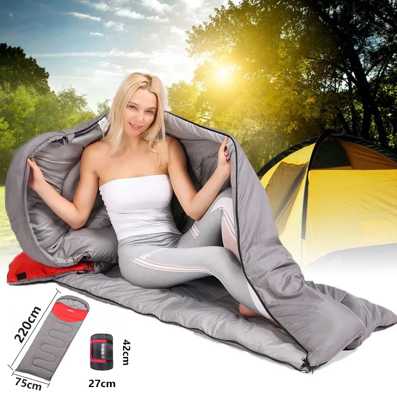 

Outdoor Camping Sleeping Bag Warm Envelope Hooded Winter Sleeping Bags Adult Travel Sleep Bag Splicing Double Sleeping Bag