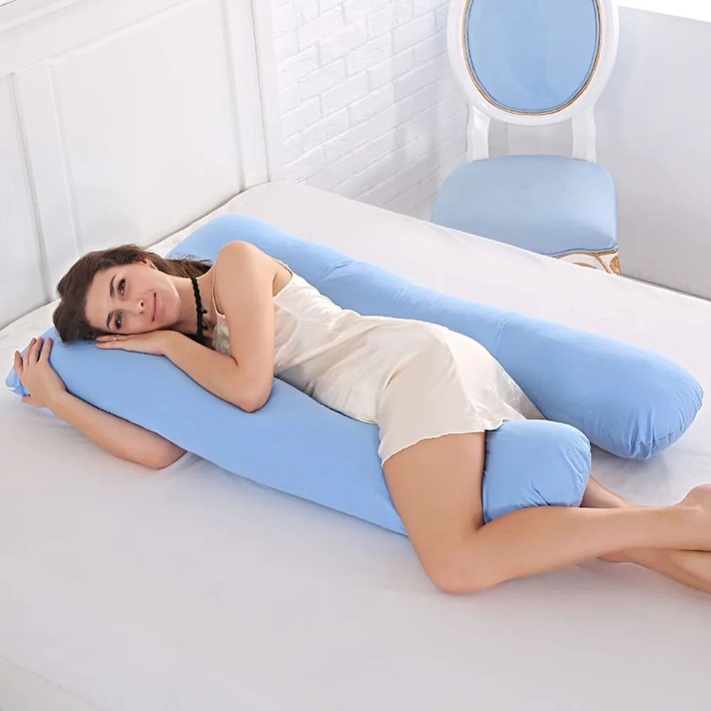 Подушка для сна для беременных женщин PW12 хлопок с принтом кролика u-образные подушки для беременных - Цвет: Blue