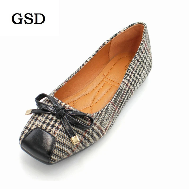 plaid ballet flats